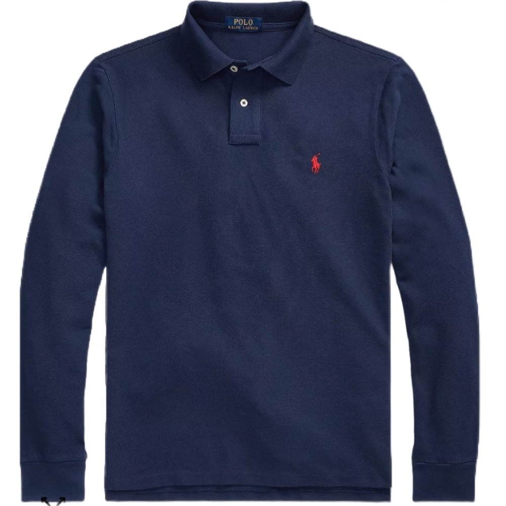 EUC Polo by Ralph Lauren Men's Navy Long Sleeve Custom Fit Polo Size L